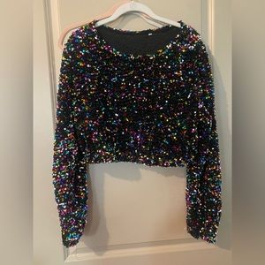 Beautiful never worn crop sequin long sleeve top